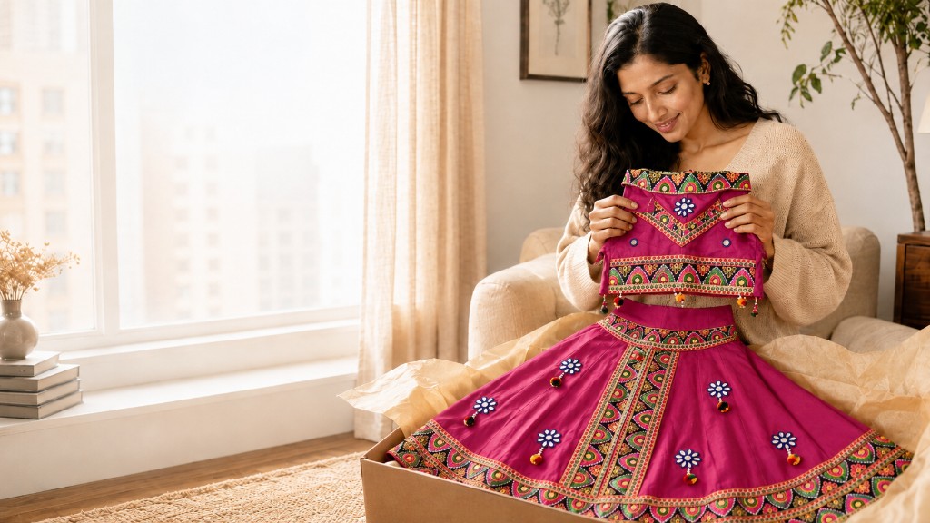 Unboxing a beautiful reloved lehenga — sustainable heritage fashion for children